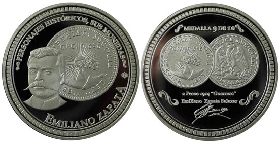 No. 9: “2 PESOS GUERRERO 1914". REALIZADA EN PLATA